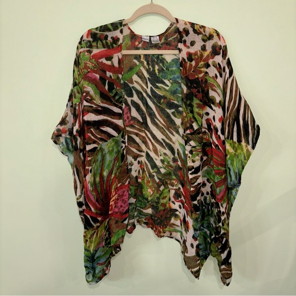 Chico's Accessories - Chico’s Women’s 100% Linen Floral Animal Print Light Weight Shawl Wrap One Size